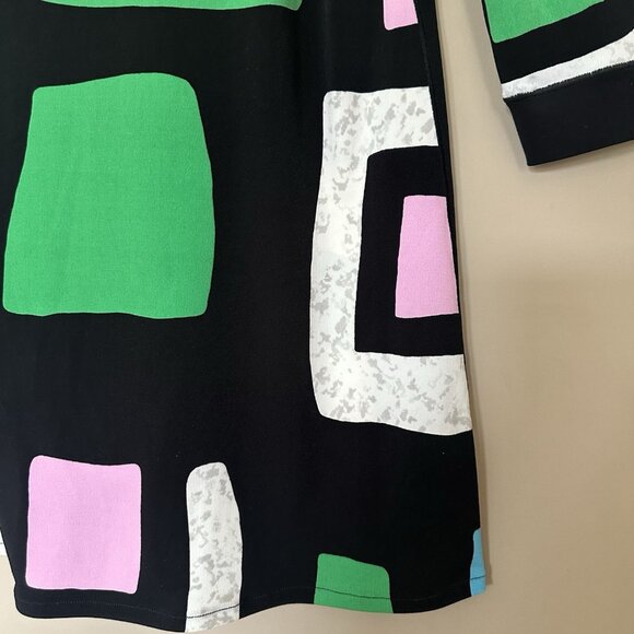 Eva Varro Stretchy Tunic Top Women XL 3/4 Sleeve Boat Neck Artsy Colorful Modest - Picture 4 of 5